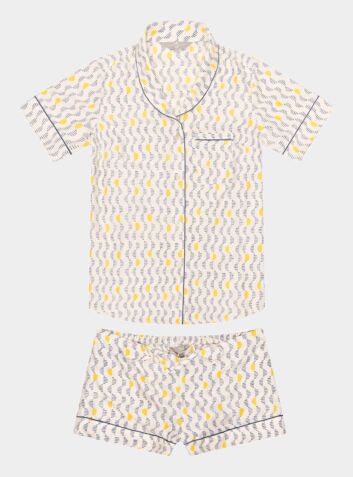 Mulberry Silk Pyjama Short Set - Kochi Blue
