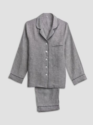 Linen Pyjama Trouser Set - Grey