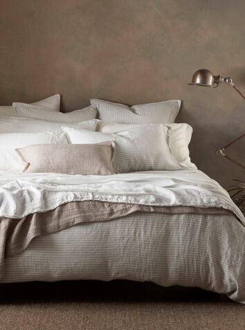 100% Linen Bed Linen - Sage Stripe