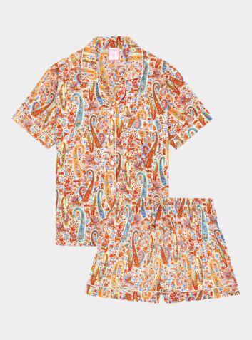 Handmade Silk Pyjama Short Set - Paisley