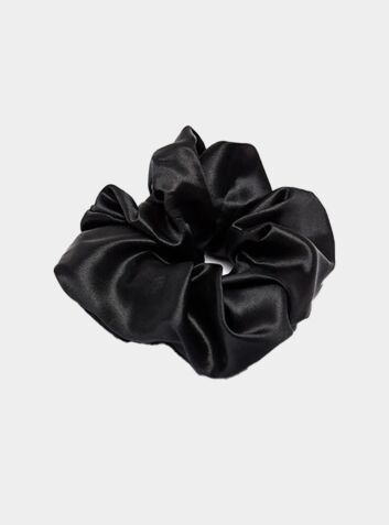 Linda Oversized Silk Scrunchie - Black