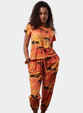 Women’s Bamboo Pyjama T-Shirt and Trouser Set - Serengeti