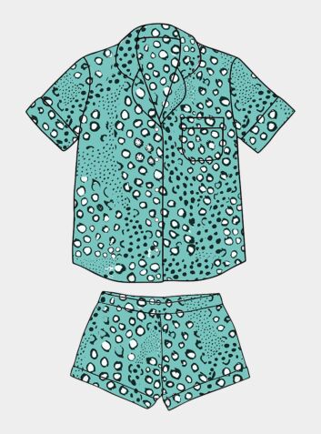 Women's Organic Cotton Pyjama Short Set - Dots on Green