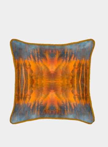 Silk Cushion - Blue Orange Water
