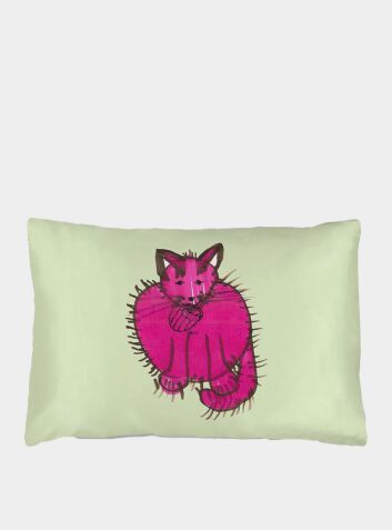 Silk Pillowcase for Children - Green and Pink - Purry With a Sock