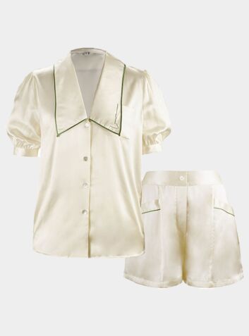 Silk Pyjama Short Set - Ivory