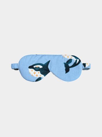 Cotton Sleep Mask - Whales on Blue