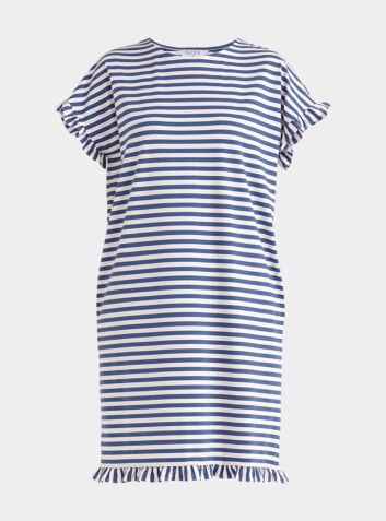 Striped Pyjama Dress - Blue and White