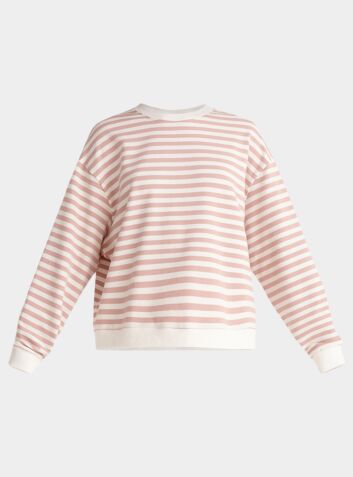 Cotton Sweatshirt - Pink and White Stripe