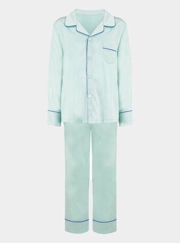 Boy’s Silk Pyjama Trouser Set - Teddy Glacier