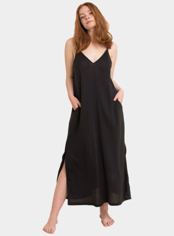 The Boho Slip Dress - Almost Black