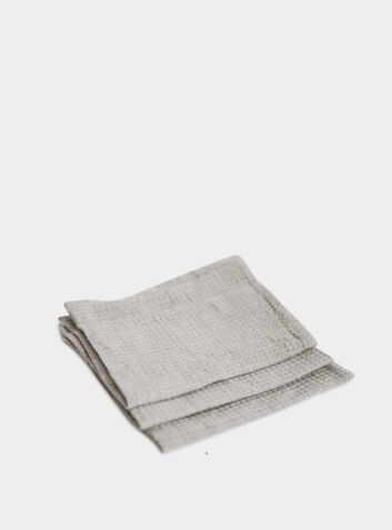 Washed Linen Waffle Face Towels (Set of 3) - Grey