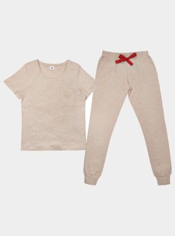 T-Shirt & Trousers Pyjamas Set - Confetti Oat