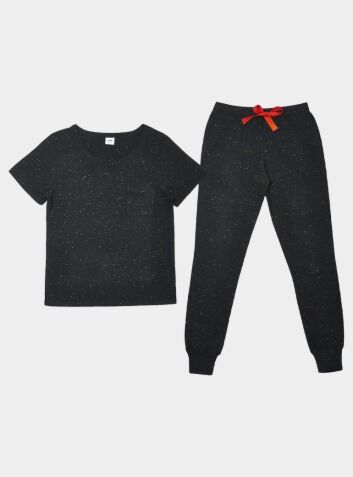 Confetti Black T-Shirt & Trousers Pyjamas Set