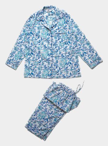 Turquoise and Royal Blue Floral Pyjamas