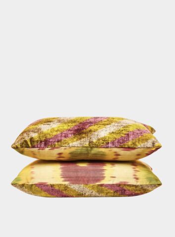 Velvet Ikat Heritage Style Cushion - Wavy Stripe 