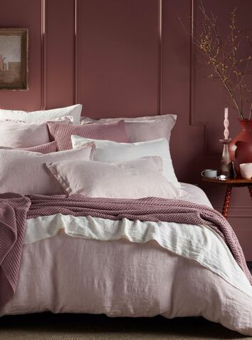 100% Linen Bed Linen - Vintage Rose Sid Stripe