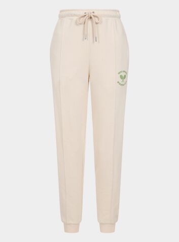 Cropped Embroidered Joggers - Eggnog