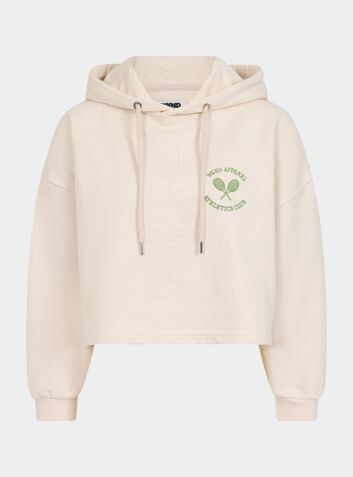 Cropped Embroidered Hoodie - Eggnog