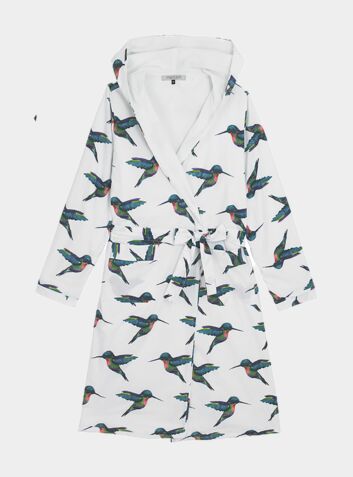 Towelling Dressing Gown - White Hummingbird