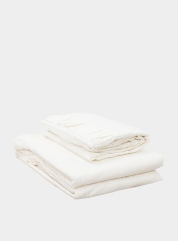 Malmo Ruffle 200 Thread Count Cotton Duvet Cover - White