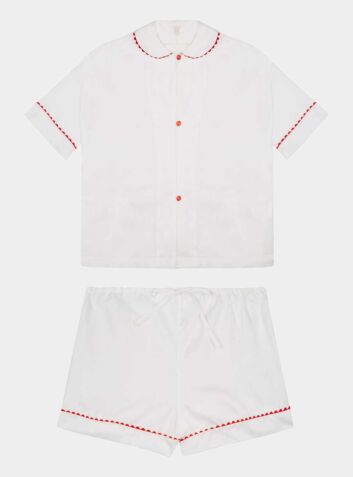 Cotton Poplin Pyjama Short Set - White