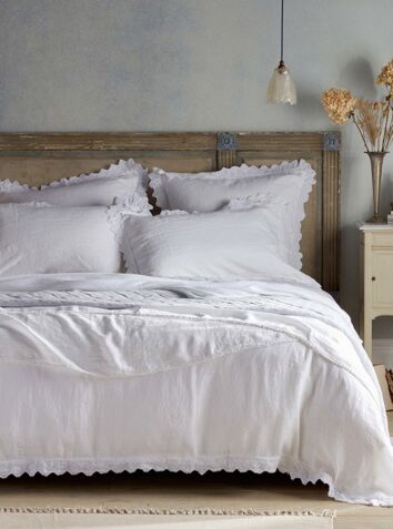 100% Linen Bed Linen - White Violet
