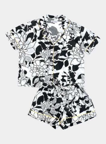 Woman Organic Cotton Short Pyjama Set - Havana Print - White/Black