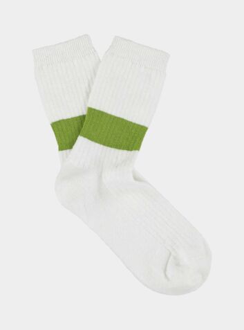 Women's Lurex Melange Band Socks - White / Green