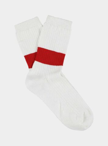 Women's Lurex Melange Band Socks - White / Red