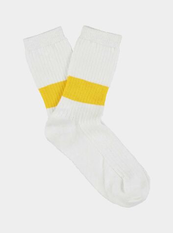 Women's Lurex Melange Band Socks - White / Yellow