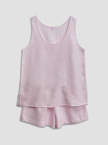 Linen Cami Short Set - Blush Pink