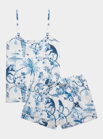 Women's Cotton Cami Short Set - Chinoiserie Whimsy