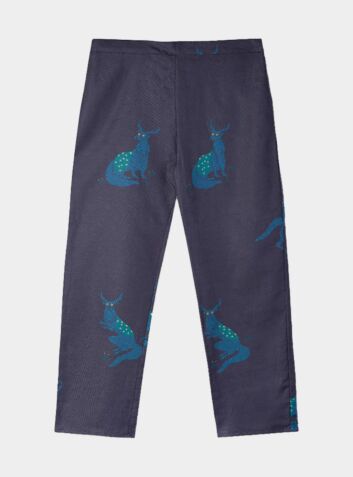 Women's Organic Cotton & Linen Pyjama Trouser - Blue Beasts