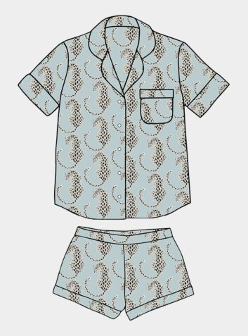 Women's Organic Cotton Pyjama Short Set - Blue Leopards (COMING SOON - MARCH 2023)