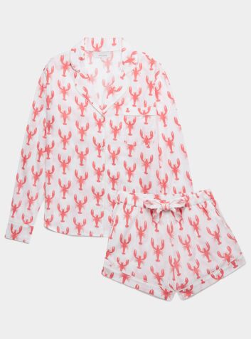 Women's Cotton Pyjama Short Set - Red Lobster