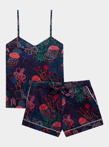 Women's Organic Cotton Cami Short Set - Dark Sea