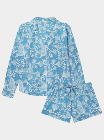 Women's Organic Cotton Long Sleeve Pyjama Short Set - Tiger & Florals