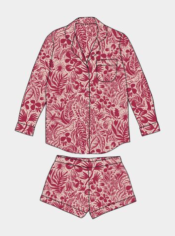 Women's Organic Cotton Long Sleeve Pyjama Short Set - Viva Oasis