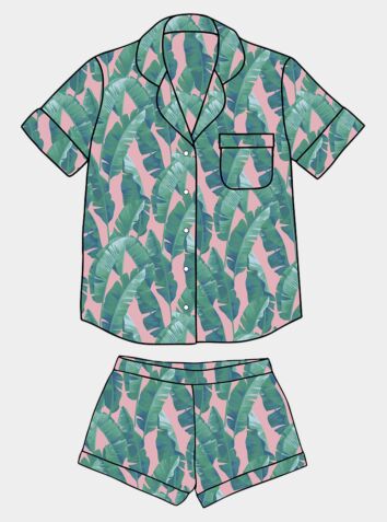 Women's Organic Cotton Pyjama Short Set - Banana Leaves (COMING SOON - MARCH 2023)
