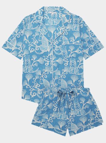 Women's Organic Cotton Pyjama Short Set - Tiger & Florals