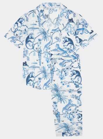 Chinoiserie Whimsy Women's Short Sleeve Organic Cotton Pyjama Trouser Set