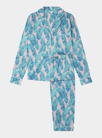 Women's Organic Cotton Pyjama Trouser Set - Banana Leaves