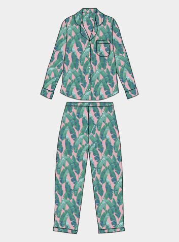 Women's Organic Cotton Pyjama Trouser Set - Banana Leaves (COMING SOON - MARCH 2023)