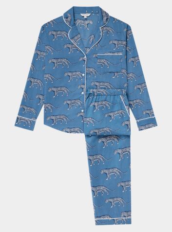 Women's Organic Cotton Long Sleeve Pyjama Trouser Set - Lovely Leopards