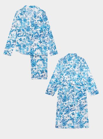 Women's Cotton Sleepwear Bundle - Birds in Blue