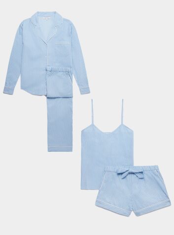 Women's Organic Cotton Sleepwear Bundle - Blue & White Stripe