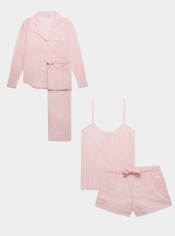 Women's Organic Cotton Sleepwear Bundle - Pink & White Stripe