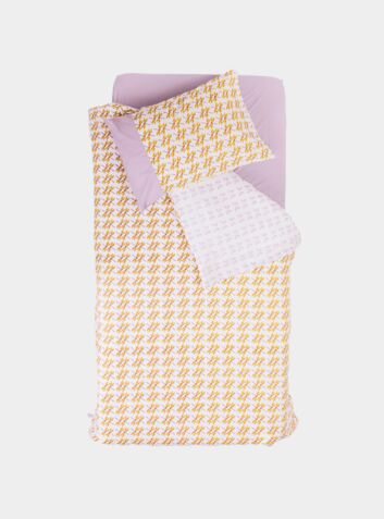 Organic Cotton Single Duvet Set – lilac Butterfly/Yellow Dragonfly