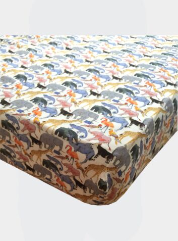 Liberty Print Fitted Sheet - Queue For the Zoo Yellow